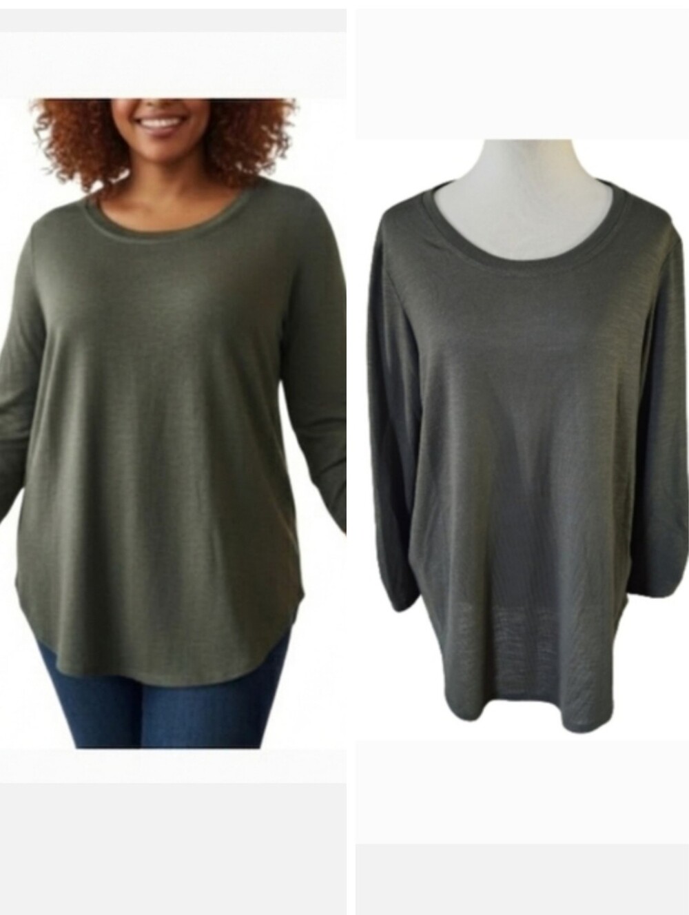 Apt. 9 plus size olive green lightweight sweater with ruched sleeves Women's XXL